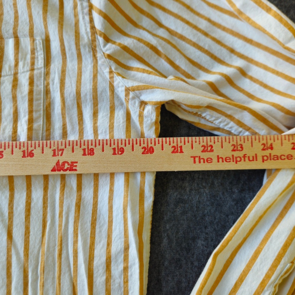 GAP Button Down Shirt 100% Cotton M Yellow Striped Slim Fit Long Sleeve Pocket - Picture 7 of 10